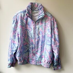 NWT vintage 80s Lily’s of Beverly Hills zip up pastel paisley windbreaker jacket